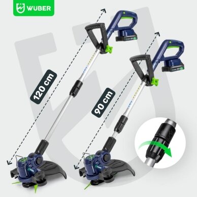 Akumuliatorinis trimeris Wuber W04003 – 20V 2.0Ah Share+System su 3 galvutėmis 5 Akumuliatorinis trimeris Wuber W04003 – 20V 2.0Ah Share+System su 3 galvutėmis 5