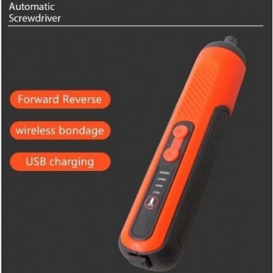 Akumuliatorinis atsuktuvas USB su antgalių rinkiniu 24 vnt. 4 Akumuliatorinis atsuktuvas USB su antgalių rinkiniu 24 vnt. 4