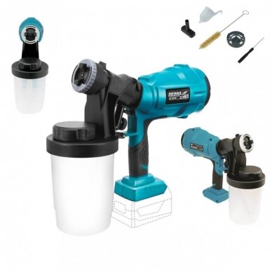 Akumuliatorinis dažymo pistoletas 18V DEDRA SAS+ALL (be akumuliatoriaus ir pakrovėjo) 2 Akumuliatorinis dažymo pistoletas 18V DEDRA SAS+ALL (be akumuliatoriaus ir pakrovėjo) 2