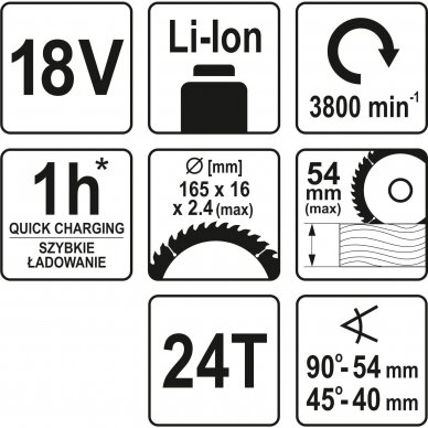 Akumuliatorinis diskinis pjūklas 165 mm be akumuliatoriaus 3 Akumuliatorinis diskinis pjūklas 165 mm be akumuliatoriaus 3