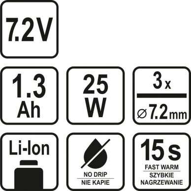 Akumuliatorinis klijavimo pistoletas / 15 sek. | 7,2V (78154) 2 Akumuliatorinis klijavimo pistoletas / 15 sek. | 7,2V (78154) 2