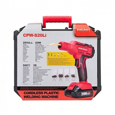 Akumuliatorinis plastiko suvirinimo aparatas plastikinėje dėžėje 20V LI-ION Worcraft CPWS20Li 24