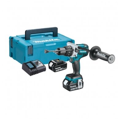 Akumuliatorinis smūginis gręžtuvas MAKITA DHP481RTJ 18V 2x5,0Ah Akumuliatorinis smūginis gręžtuvas MAKITA DHP481RTJ 18V 2x5,0Ah