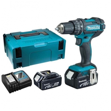 Akumuliatorinis smūginis gręžtuvas Makita DHP482RMJ 18V, 2x4,0Ah 1