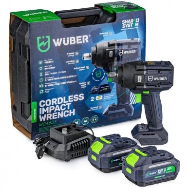 Akumuliatorinis smūginis veržliasukis 20V, 1000Nm, 1/2 " WUBER W04603 Akumuliatorinis smūginis veržliasukis 20V, 1000Nm, 1/2 " WUBER W04603