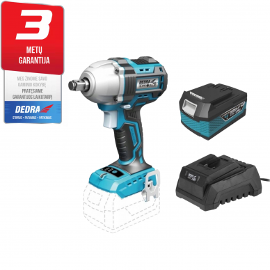 Akumuliatorinis smūginis veržliasukis 18V, 4,0Ah 450Nm, 1/2 " DEDRA SAS+ALL Akumuliatorinis smūginis veržliasukis 18V, 4,0Ah 450Nm, 1/2 " DEDRA SAS+ALL