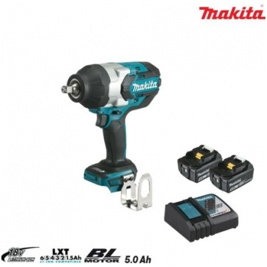 Akumuliatorinis smūginis veržliasukis MAKITA DTW1002RTJ 18V 2x5,0Ah 1000Nm 1/2" 1 Akumuliatorinis smūginis veržliasukis MAKITA DTW1002RTJ 18V 2x5,0Ah 1000Nm 1/2" 1