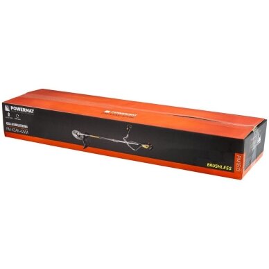 Akumuliatorinis Trimeris Žolei ir Krūmams 42V 38cm su 2x4.0Ah baterijomis Powermat 13 Akumuliatorinis Trimeris Žolei ir Krūmams 42V 38cm su 2x4.0Ah baterijomis Powermat 13