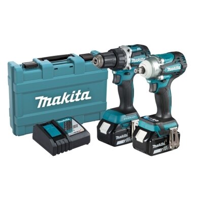 Akumuliatorinių įrankių komplektas 18V, 2x6.0Ah (DDF484Z+DTW300Z),  MAKITA DLX2410G