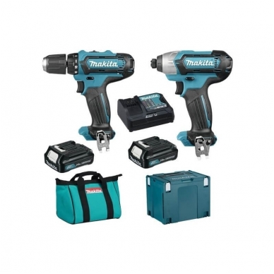 Akumuliatorinių įrankių rinkinys Makita CLX201SAX6 (DF333D + TD110D) 12V 2X2,0Ah + Šaltadežė 1