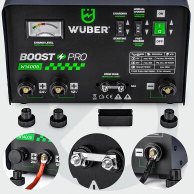 Akumuliatorių kroviklis su paleidimu (BOOST-START) 40A 12V/24V WUBER W14005 5 Akumuliatorių kroviklis su paleidimu (BOOST-START) 40A 12V/24V WUBER W14005 5