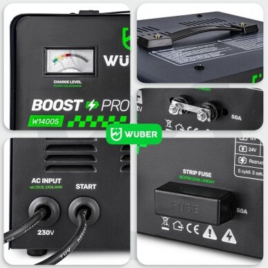 Akumuliatorių kroviklis su paleidimu (BOOST-START) 40A 12V/24V WUBER W14005 3 Akumuliatorių kroviklis su paleidimu (BOOST-START) 40A 12V/24V WUBER W14005 3