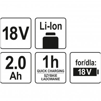 Akumuliatorius YATO 18V 2,0Ah Li-ion 3