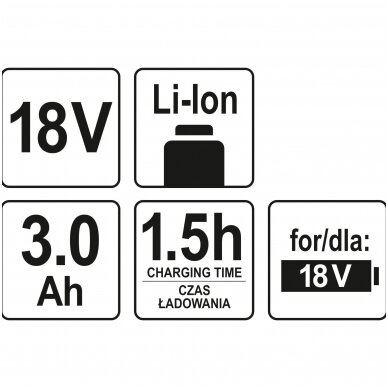 Akumuliatorius YATO 18V 3,0Ah Li-ion 2