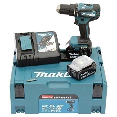 Akumuliatorinis smūginis suktuvas gręžtuvas Makita DHP485RTJ 2x5.0Ah 18V Akumuliatorinis smūginis suktuvas gręžtuvas Makita DHP485RTJ 2x5.0Ah 18V