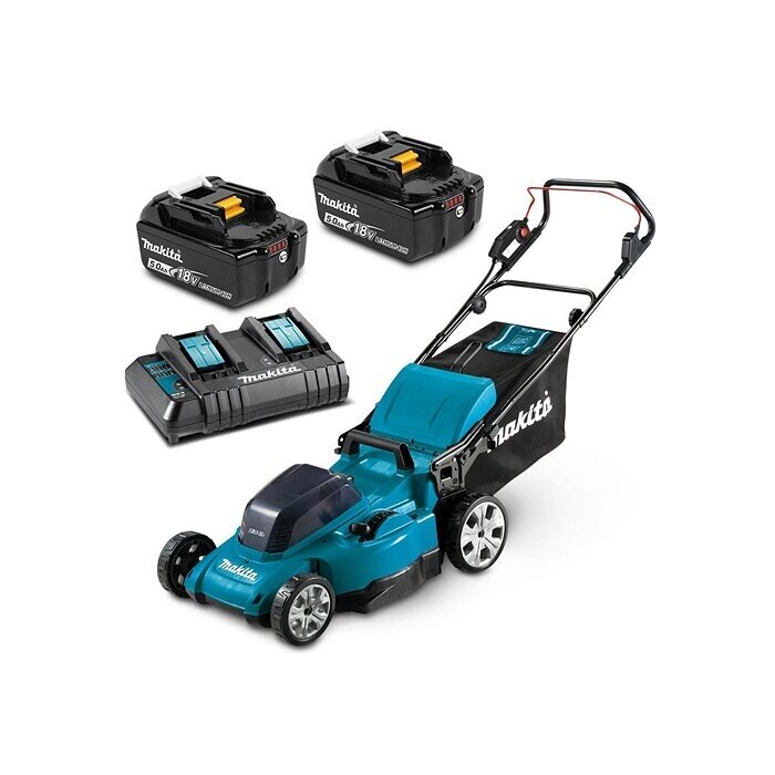 Akumuliatorinė vejapjovė Makita DLM480CT2 480mm 36V=2x18V Akumuliatorinė vejapjovė Makita DLM480CT2 480mm 36V=2x18V