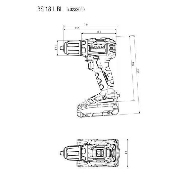 Akumuliatorinis suktuvas/gręžtuvas BS 18 L BL / 2X 2,0Ah METABO 2