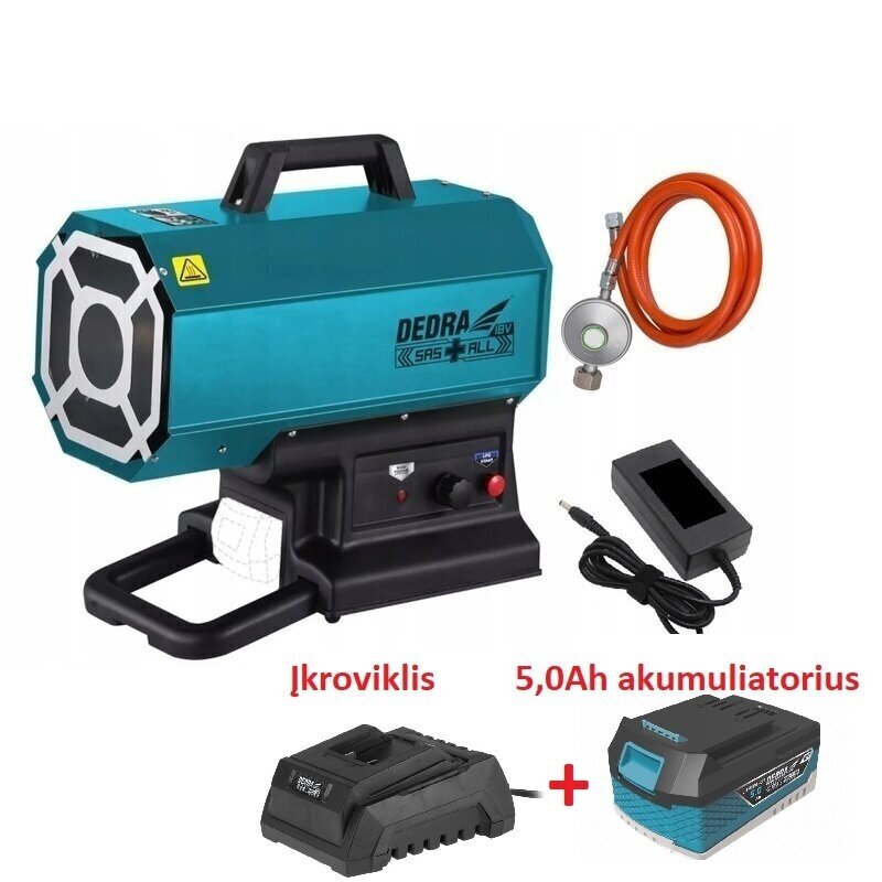 Akumuliatorinis dujinis šildytuvas (9 - 20 kW) 18V 5,0Ah LI-ion DEDRA SAS+ALL 1 Akumuliatorinis dujinis šildytuvas (9 - 20 kW) 18V 5,0Ah LI-ion DEDRA SAS+ALL 1