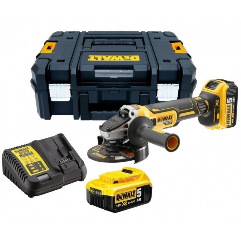 Akumuliatorinis kampinis šlifuoklis Dewalt DCG405P2-QW 18V (2x5Ah) Akumuliatorinis kampinis šlifuoklis Dewalt DCG405P2-QW 18V (2x5Ah)