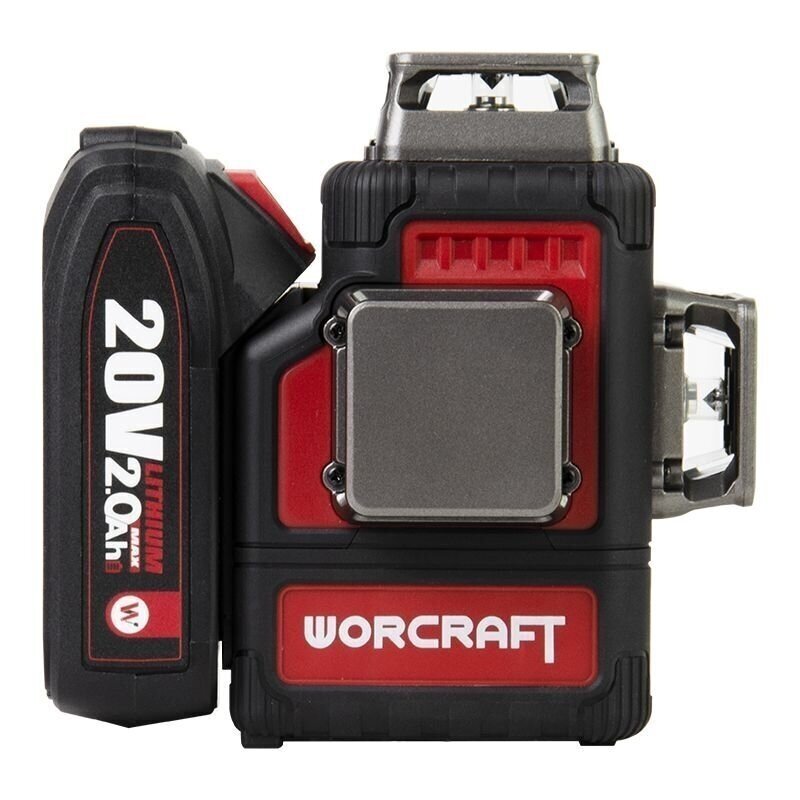 Akumuliatorinis lazerinis kryžminis nivelyras 3x3D rinkinys (žalias lazeris) 20V 2.0Ah LI-ION (XCUBE dėžė) 3