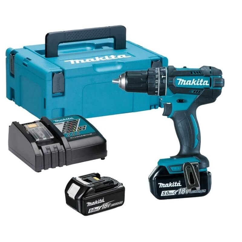 Akumuliatorinis smūginis gręžtuvas Makita DHP482RTJ 18V, 2x5,0Ah Akumuliatorinis smūginis gręžtuvas Makita DHP482RTJ 18V, 2x5,0Ah