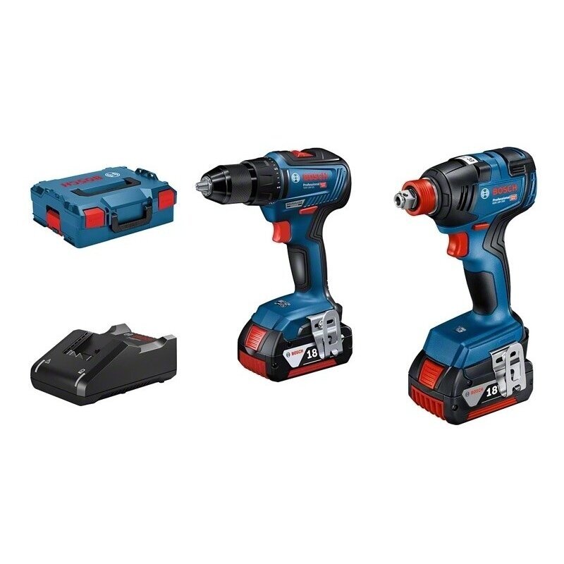 Akumuliatorinių bešepetėlinių įrankių rinkinys Bosch GDX 18V-200 + GSR 18V-55, 2x2.0Ah Akumuliatorinių bešepetėlinių įrankių rinkinys Bosch GDX 18V-200 + GSR 18V-55, 2x2.0Ah
