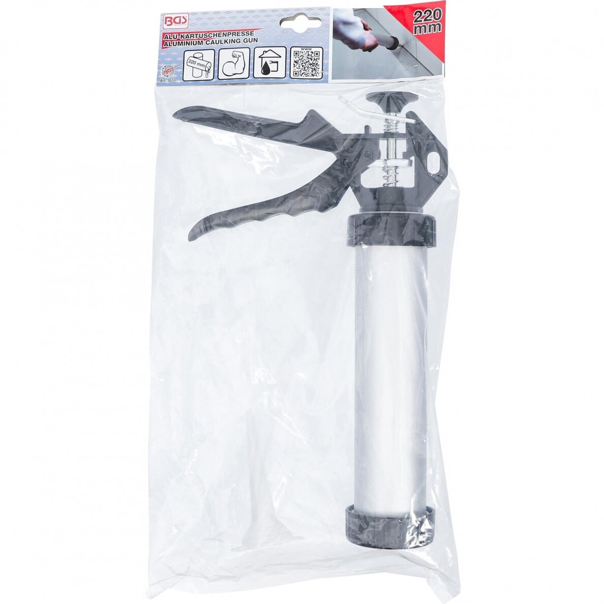 Aliuminis pistoletas kasetėms 220mm BGS-Technic 5 Aliuminis pistoletas kasetėms 220mm BGS-Technic 5