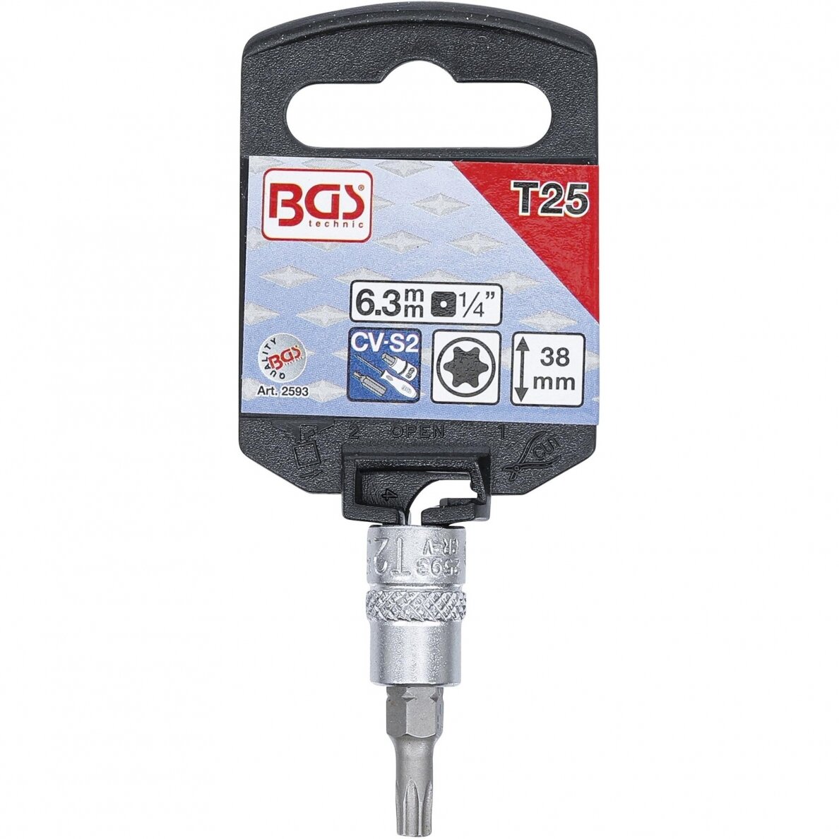 Antgalis įpresuotas į galvutę 1/4" T-Star (Torx) T25 BGS 1 Antgalis įpresuotas į galvutę 1/4" T-Star (Torx) T25 BGS 1