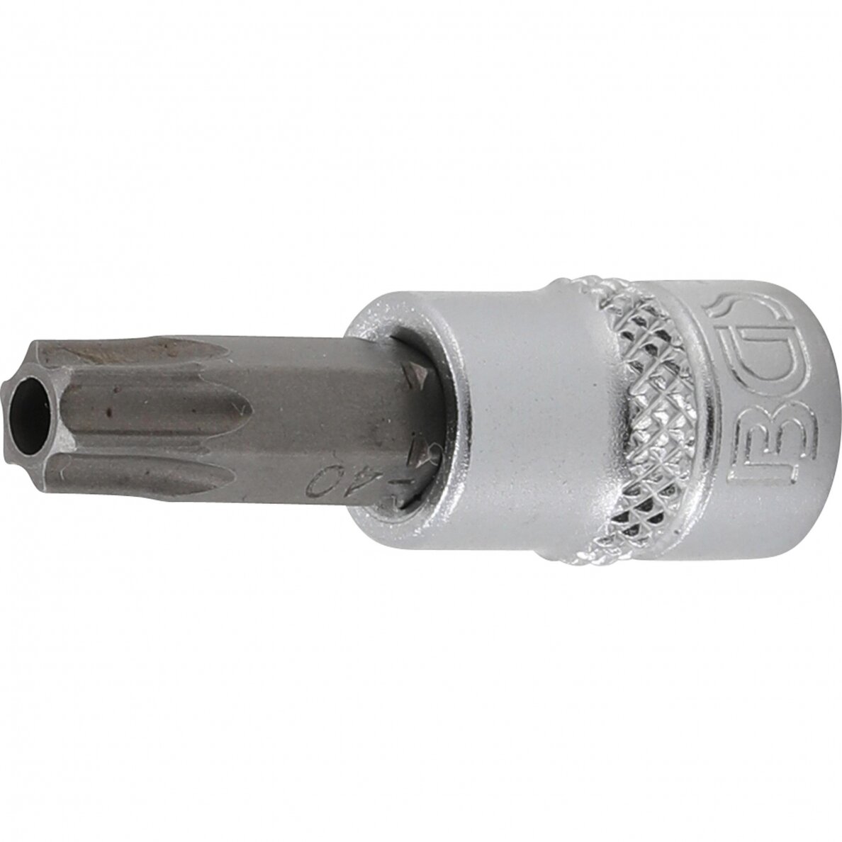 Antgalis T40 įpresuotas į galvutę 6.3mm 1/4" T-Star su skyle Torx T40 BGS 2363 Antgalis T40 įpresuotas į galvutę 6.3mm 1/4" T-Star su skyle Torx T40 BGS 2363