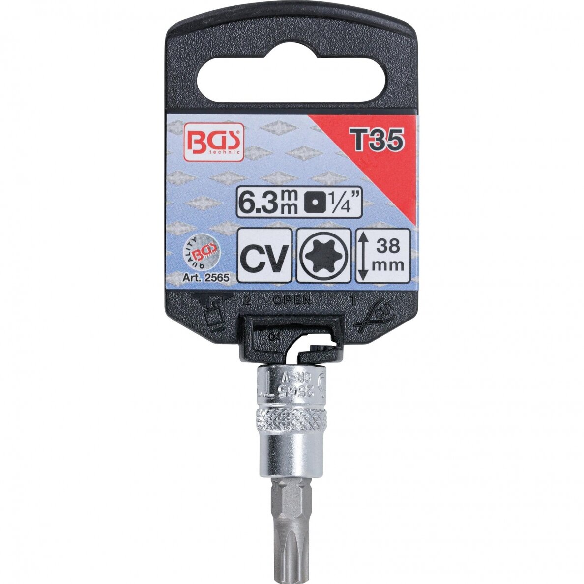 Antgalis T35 įpresuotas į galvutę 1/4" T-Star (Torx) BGS 2565 1 Antgalis T35 įpresuotas į galvutę 1/4" T-Star (Torx) BGS 2565 1