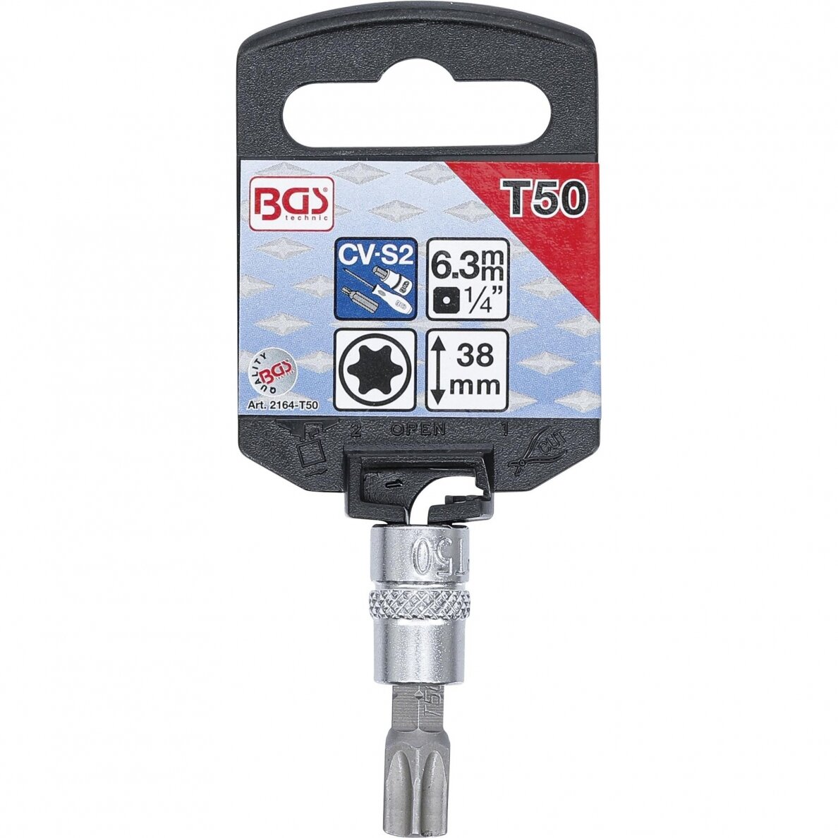 Antgalis T50 įpresuotas į galvutę 1/4" T-Star (Torx) BGS 2164-T50 1 Antgalis T50 įpresuotas į galvutę 1/4" T-Star (Torx) BGS 2164-T50 1