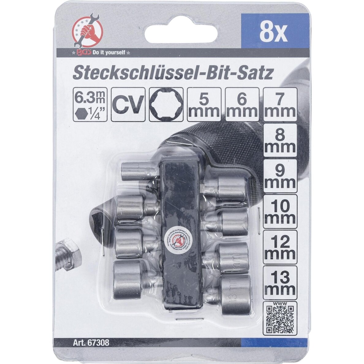 Antgalių / galvučių rinkinys | 6.3 mm (1/4") | 5-13 mm | 8 vnt. (67308) 2 Antgalių / galvučių rinkinys | 6.3 mm (1/4") | 5-13 mm | 8 vnt. (67308) 2