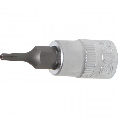 Antgalis T8 įpresuotas į galvutę 1/4" - T8 T-Star su skylute (Torx)  BGS-Technic