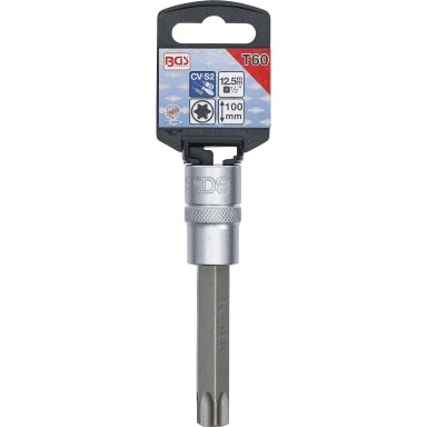 Antgalis įpresuotas į galvutę ilgis 100 mm 12,5 mm (1/2") T-star (Torx) T60 Antgalis įpresuotas į galvutę ilgis 100 mm 12,5 mm (1/2") T-star (Torx) T60
