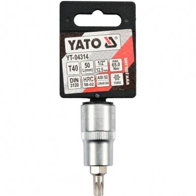 Antgalis įpresuotas į galvutę 1/2", T40 x 55 mm 3 Antgalis įpresuotas į galvutę 1/2", T40 x 55 mm 3