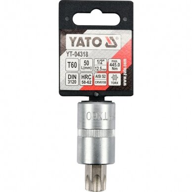 Antgalis įpresuotas į galvutę 1/2", T60 x 55mm 1 Antgalis įpresuotas į galvutę 1/2", T60 x 55mm 1