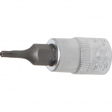 Antgalis T8 įpresuotas į galvutę 1/4" - T8 T-Star su skylute (Torx)  BGS-Technic