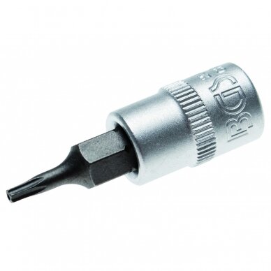 Antgalis T8 įpresuotas į galvutę 1/4" - T8 T-Star su skylute (Torx) BGS-Technic 1 Antgalis T8 įpresuotas į galvutę 1/4" - T8 T-Star su skylute (Torx) BGS-Technic 1