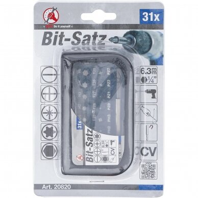 Antgalių rinkinys 6.3 mm (1/4") 31 vnt. 4