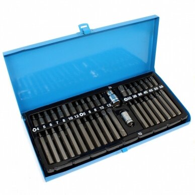 Antgalių rinkinys TORX HEX SPLIN, metalinė dėžutė 40vnt. Antgalių rinkinys TORX HEX SPLIN, metalinė dėžutė 40vnt.