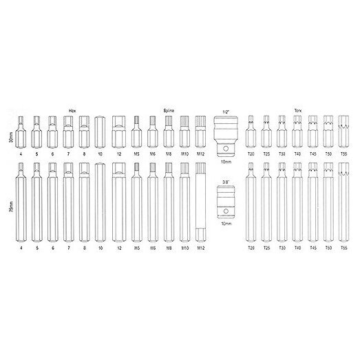 Antgalių rinkinys TORX HEX SPLIN, metalinė dėžutė 40vnt. 5 Antgalių rinkinys TORX HEX SPLIN, metalinė dėžutė 40vnt. 5