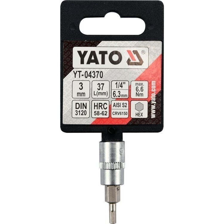 Antgalis H3 mm Hex šešiakampis įpresuotas į galvutę 1/4" YATO YT-04370 2 Antgalis H3 mm Hex šešiakampis įpresuotas į galvutę 1/4" YATO YT-04370 2