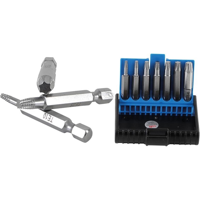 Antgalių rinkinys sugadintiems T-Star (Torx) T10-T40 7 vnt. Antgalių rinkinys sugadintiems T-Star (Torx) T10-T40 7 vnt.