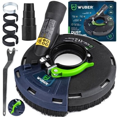 Apsauga su dulkių nusiurbimu kampiniam šlifuokliui 115mm-125mm Wuber W29002 Apsauga su dulkių nusiurbimu kampiniam šlifuokliui 115mm-125mm Wuber W29002