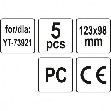 Apsauginiai stikliukai suvirinimo skydeliui YT-73921 5vnt. 2 Apsauginiai stikliukai suvirinimo skydeliui YT-73921 5vnt. 2