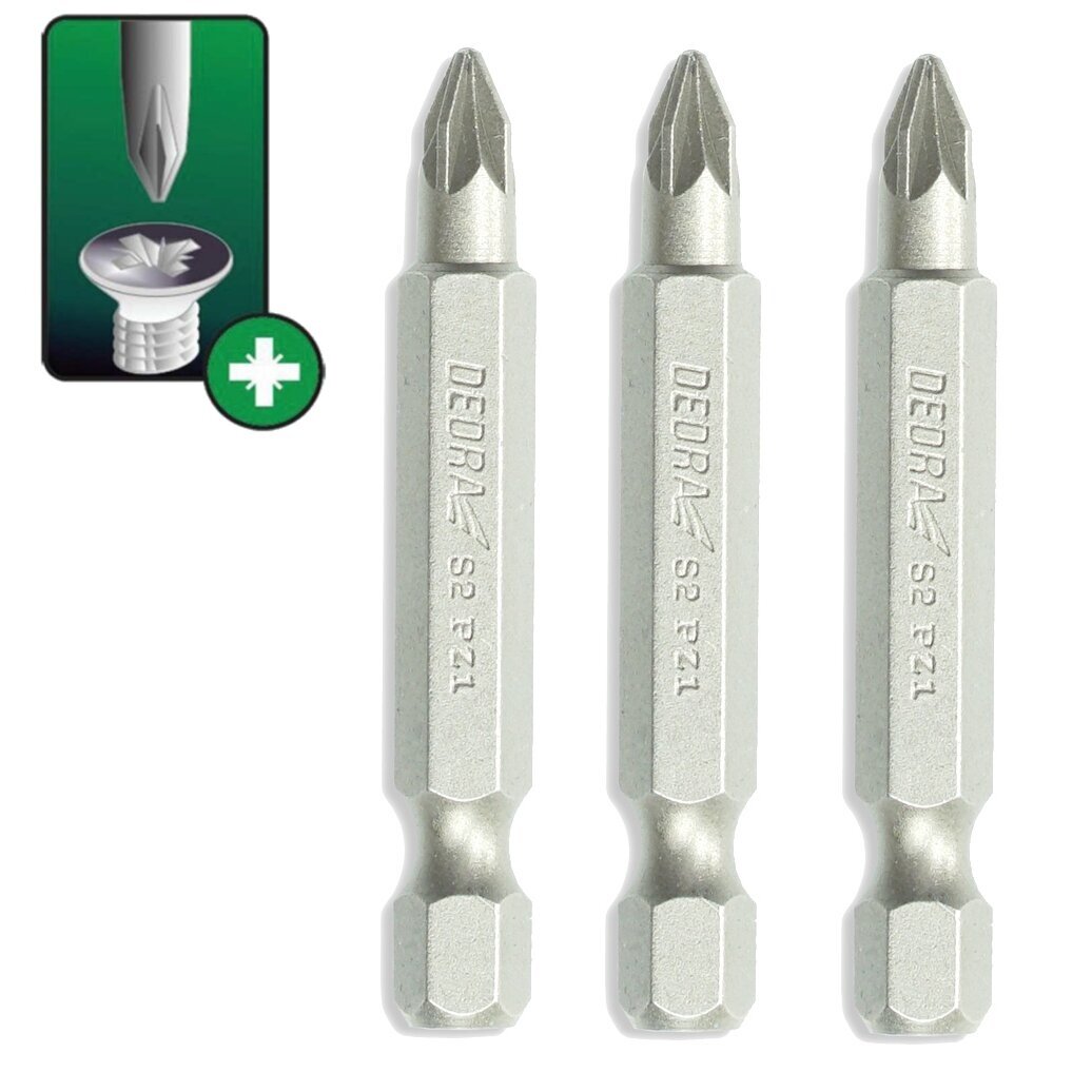 Atsuktuvo antgaliai Pozidriv PZ2 50mm 3vnt. 18A05PZ21-03 DEDRA