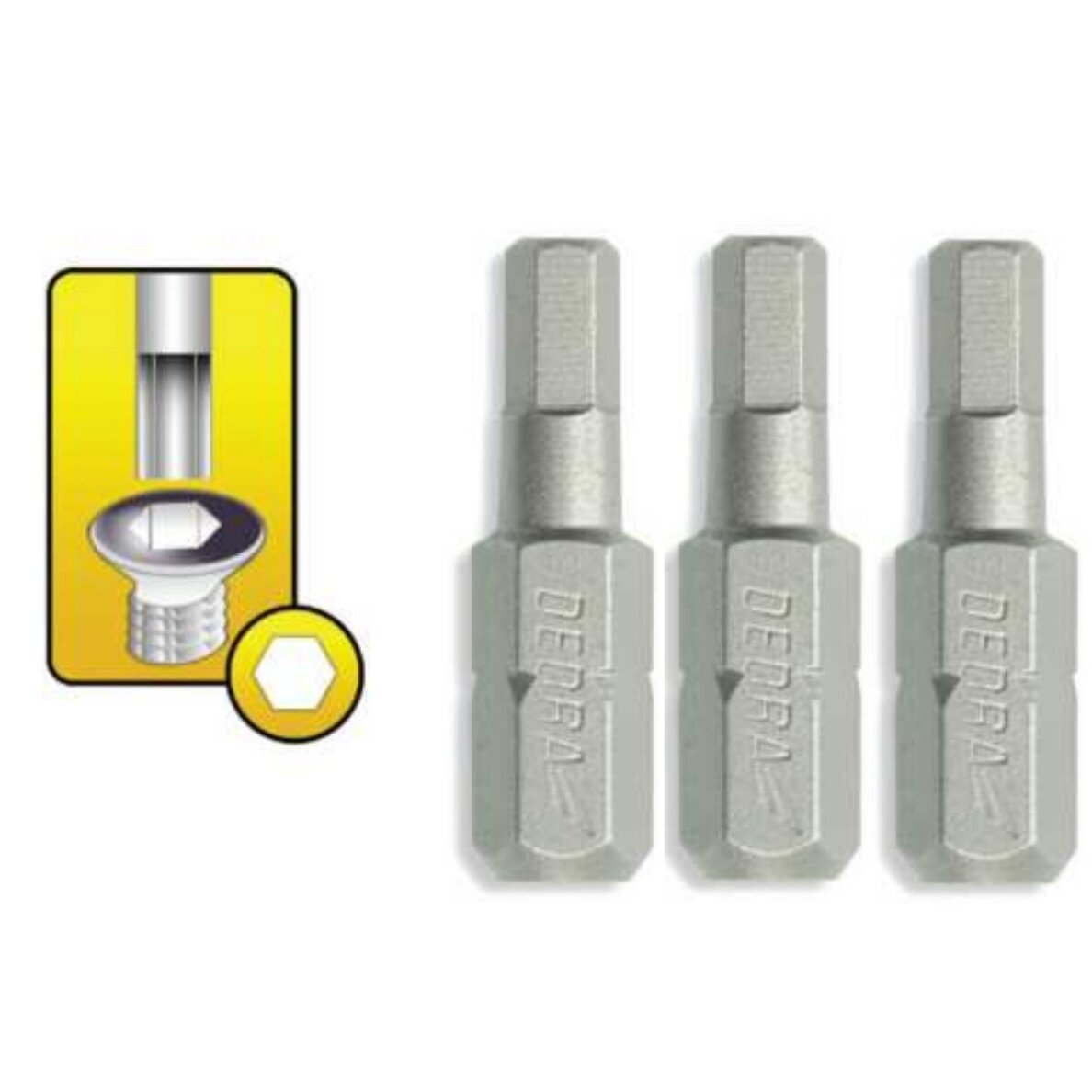 Atsuktuvo antgaliai Hex H5x25mm 3vnt. 18A04H50-03 DEDRA