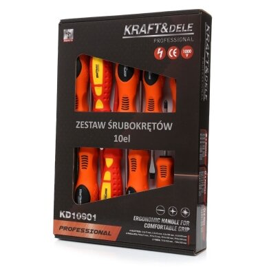 Atsuktuvų rinkinys 10 vnt. su 1000V izolacija Kraft&Dele KD10901 4