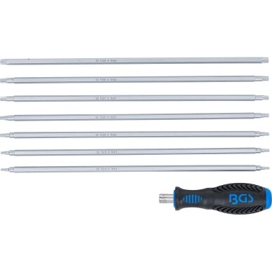 Atsuktuvų rinkinys su keičiamomis mentėmis | T-Star (Torx) / TS profilis (Torx Plus) | 8 vnt. BGS 1 Atsuktuvų rinkinys su keičiamomis mentėmis | T-Star (Torx) / TS profilis (Torx Plus) | 8 vnt. BGS 1