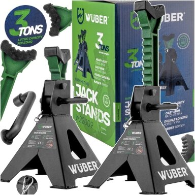 Automobilių atramos 3T 2vnt. su gumom 280 - 415 mm Wuber W22009 Automobilių atramos 3T 2vnt. su gumom 280 - 415 mm Wuber W22009